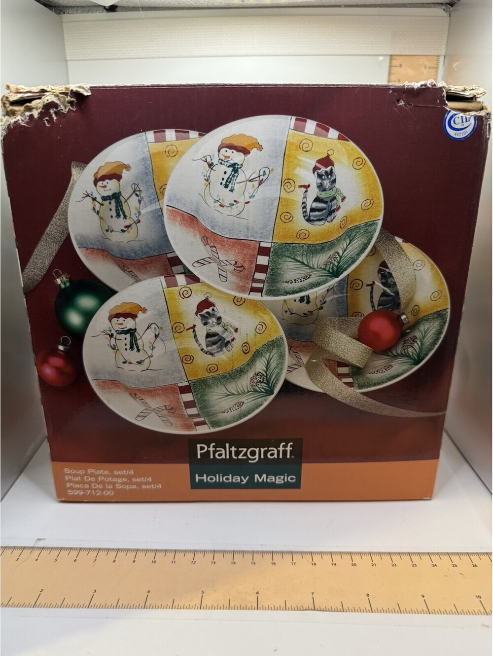 Pfaltzgraff Christmas Soup Plates Set Of 4 - New In Box - 2006